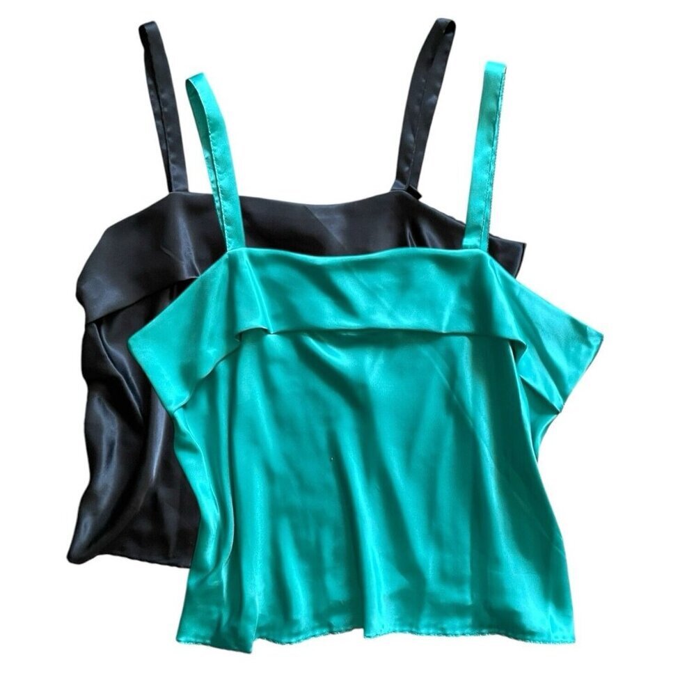 Body Lites NWT Satin Cowl Camisole Tank Top 2-Pack Womens Sz 22W 3X Plus Vintage